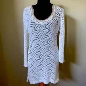 White House Black Market beautiful embellished crochet tunic or mini dress!